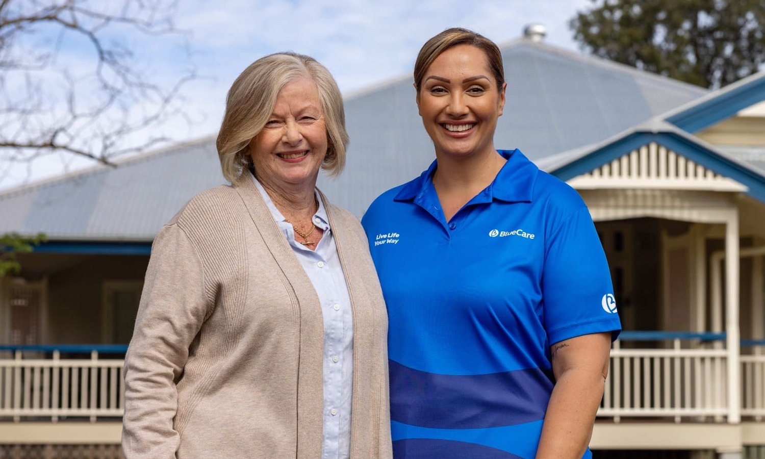 BlueCare employee with elderly lady