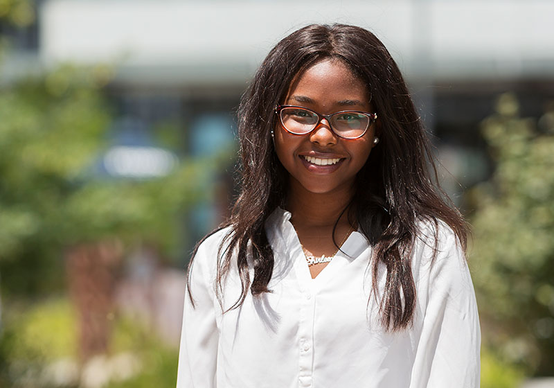 happy lifeline worked smiling outside