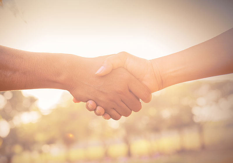 handshake in sun