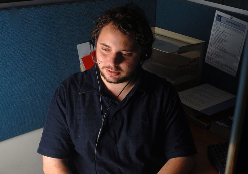 male call centre worker