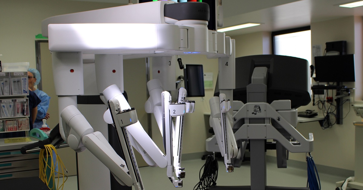 The Da Vinci surgical robot in an operating theatre